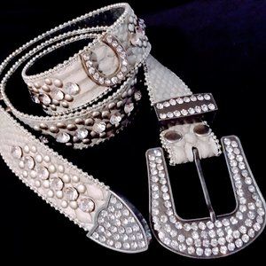 Belt Chunky Western Bling Genuine Leather